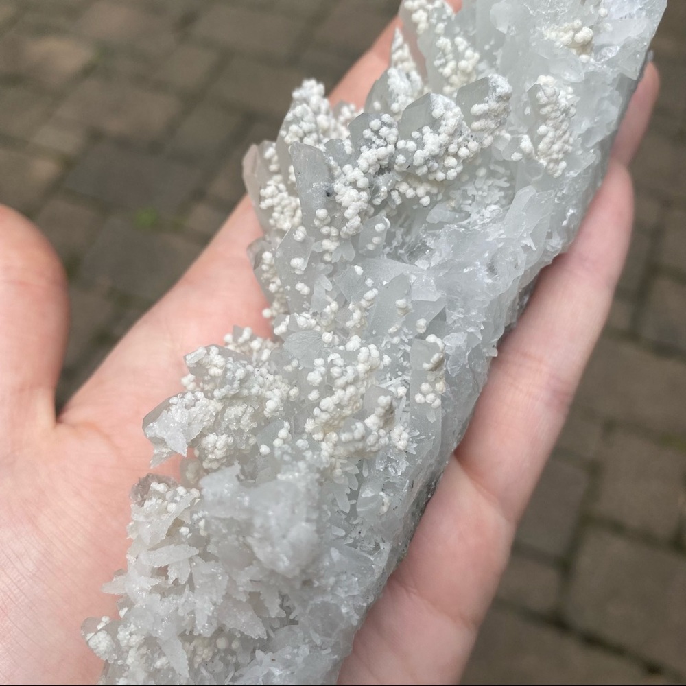 Snow White Calcite and Quartz Crystal Gemstone Specimen - Picture 5 of 5